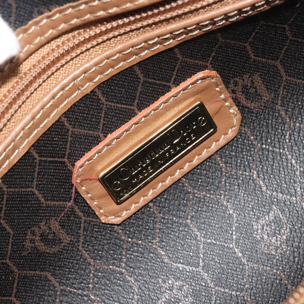 Christian Dior Honeycomb Boston Bag PVC Leather Brown Gold Tone Auth 192820A
