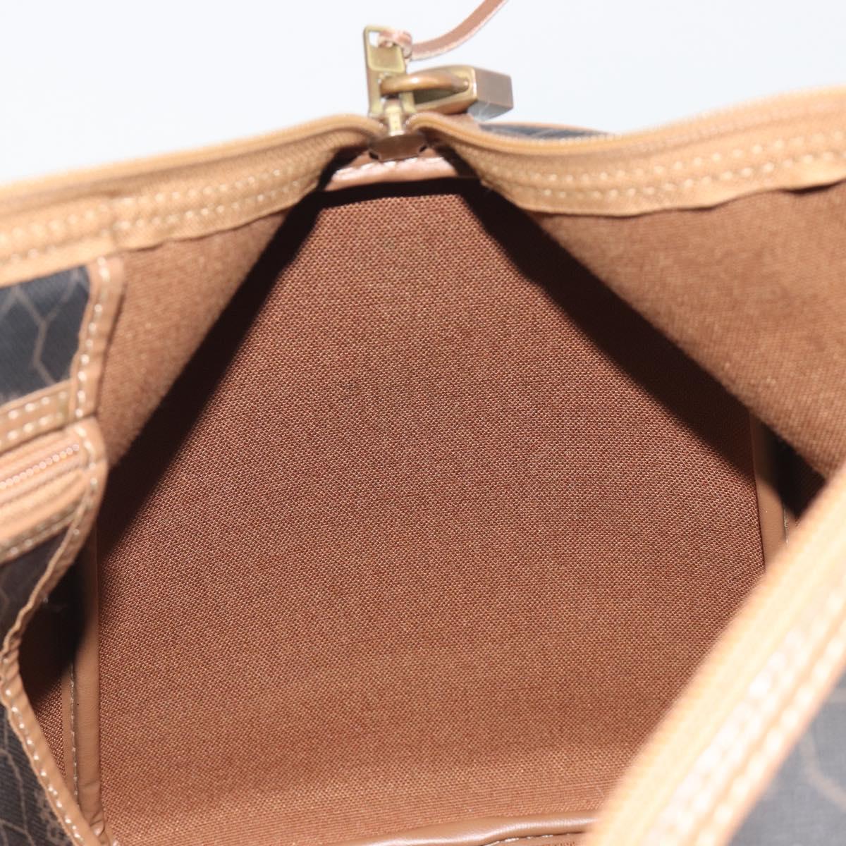 Christian Dior Honeycomb Boston Bag PVC Leather Brown Gold Tone Auth 192820A