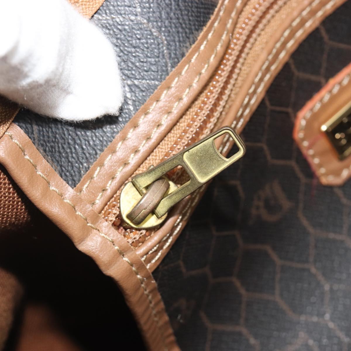 Christian Dior Honeycomb Boston Bag PVC Leather Brown Gold Tone Auth 192820A