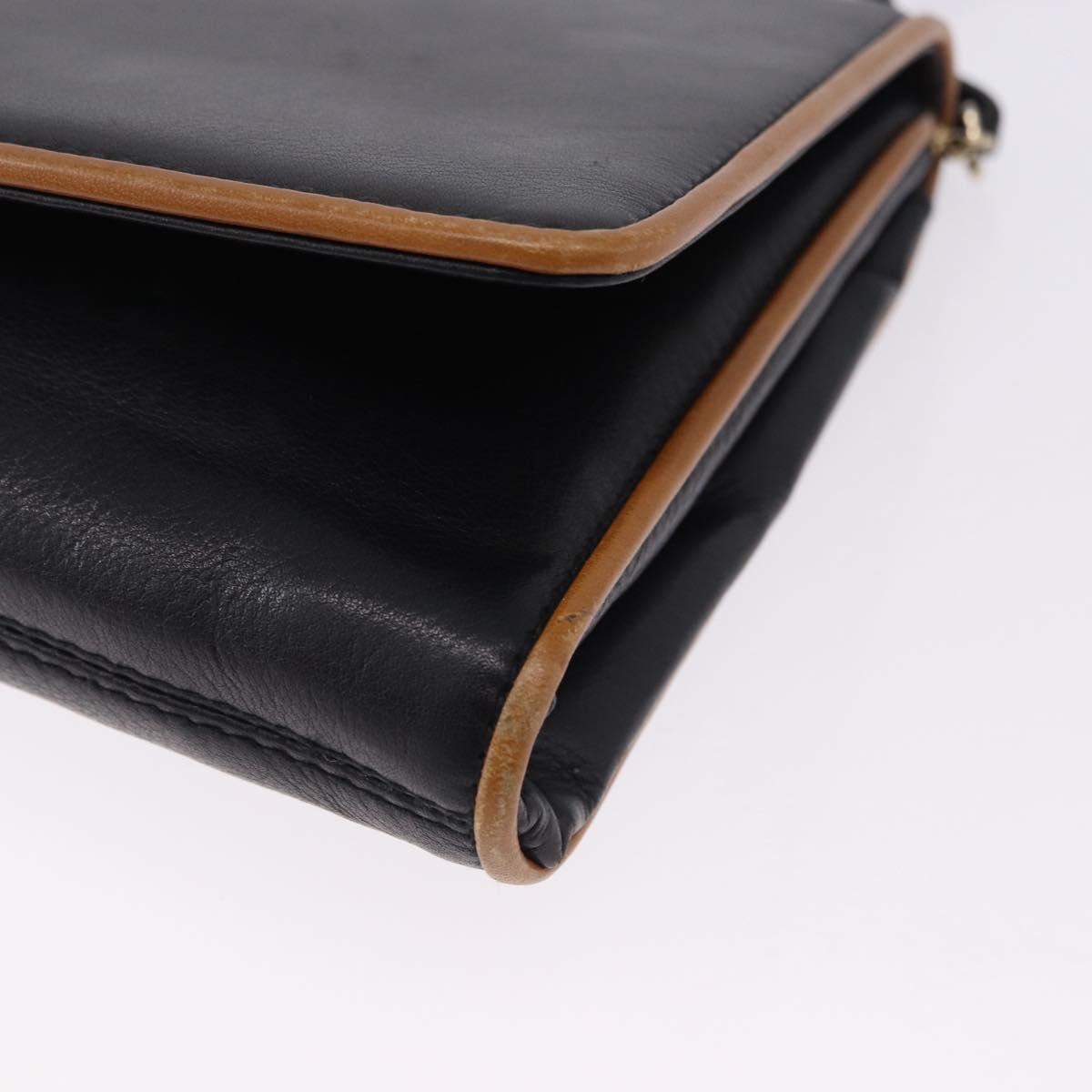 CELINE Horse Carriage Shoulder Bag Leather Black Gold Tone Auth 192821A