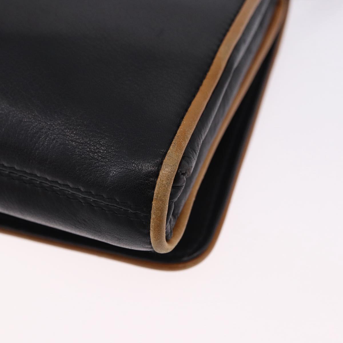 CELINE Horse Carriage Shoulder Bag Leather Black Gold Tone Auth 192821A