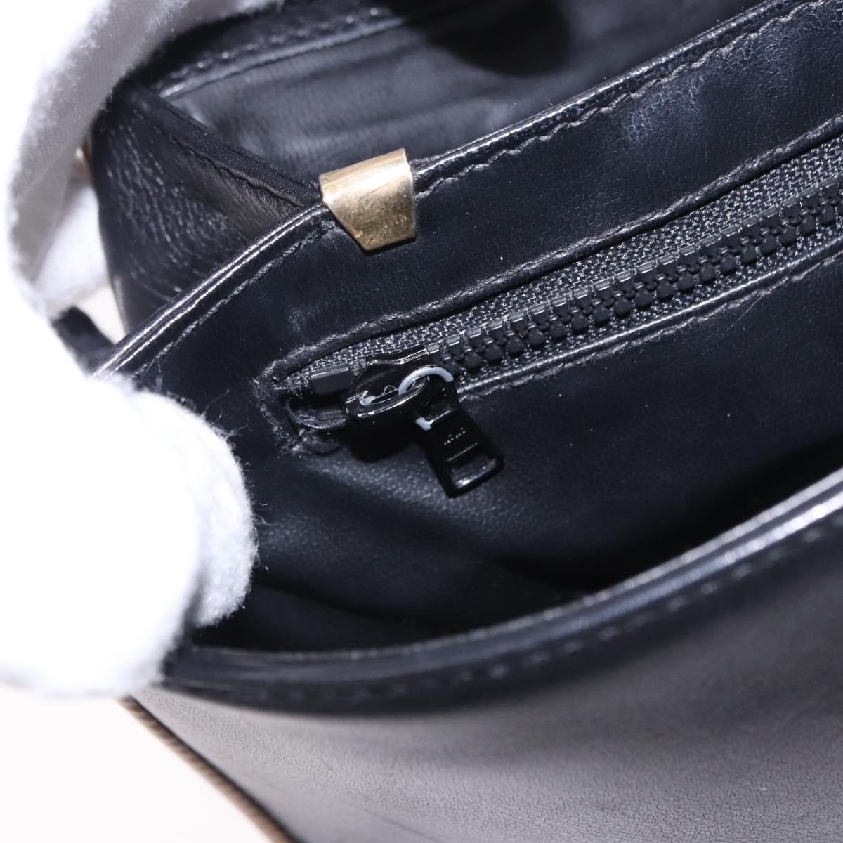CELINE Horse Carriage Shoulder Bag Leather Black Gold Tone Auth 192821A