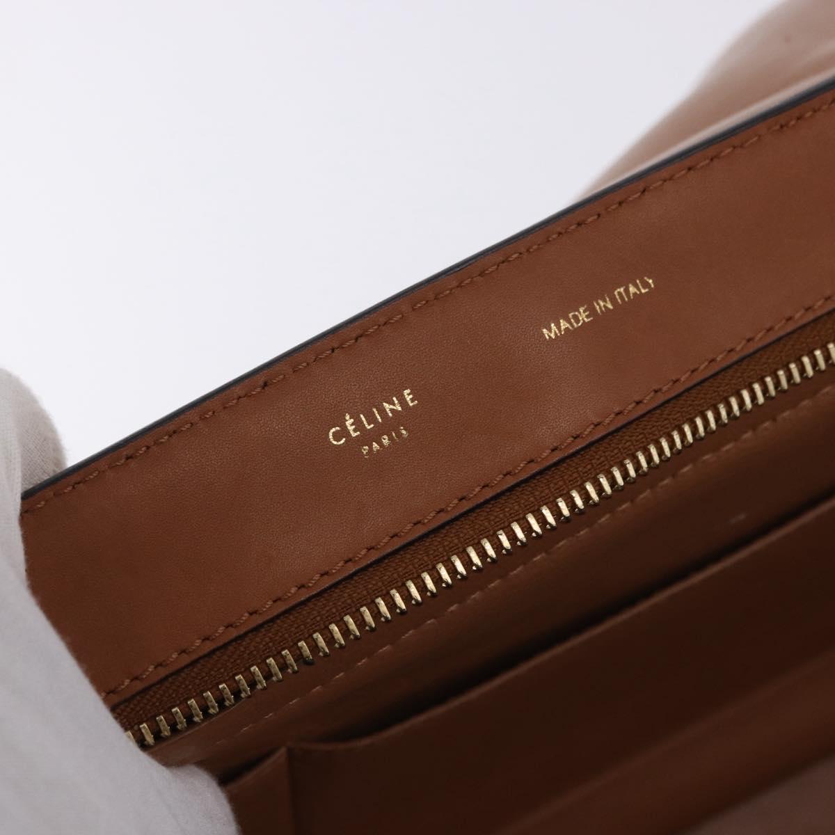 CELINE Trapeze Hand Bag Leather 2way Brown Gold Tone Auth 192822A