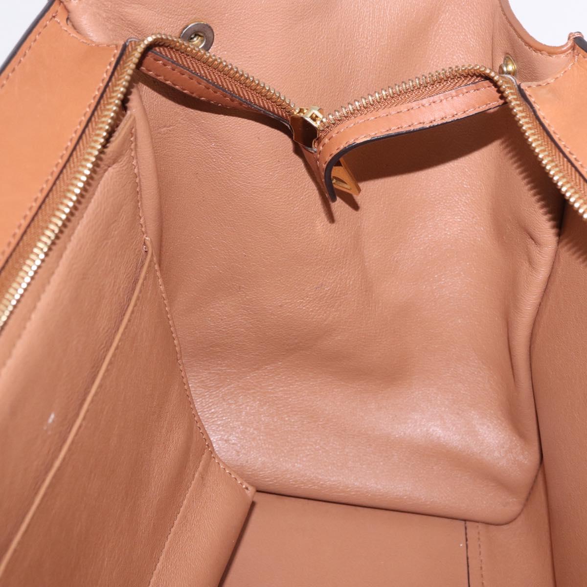 CELINE Trapeze Hand Bag Leather 2way Brown Gold Tone Auth 192822A