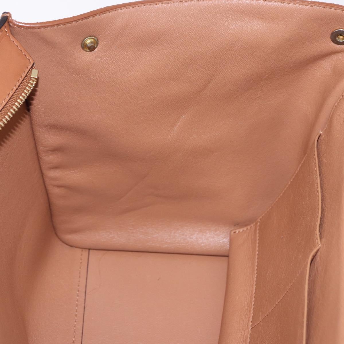 CELINE Trapeze Hand Bag Leather 2way Brown Gold Tone Auth 192822A