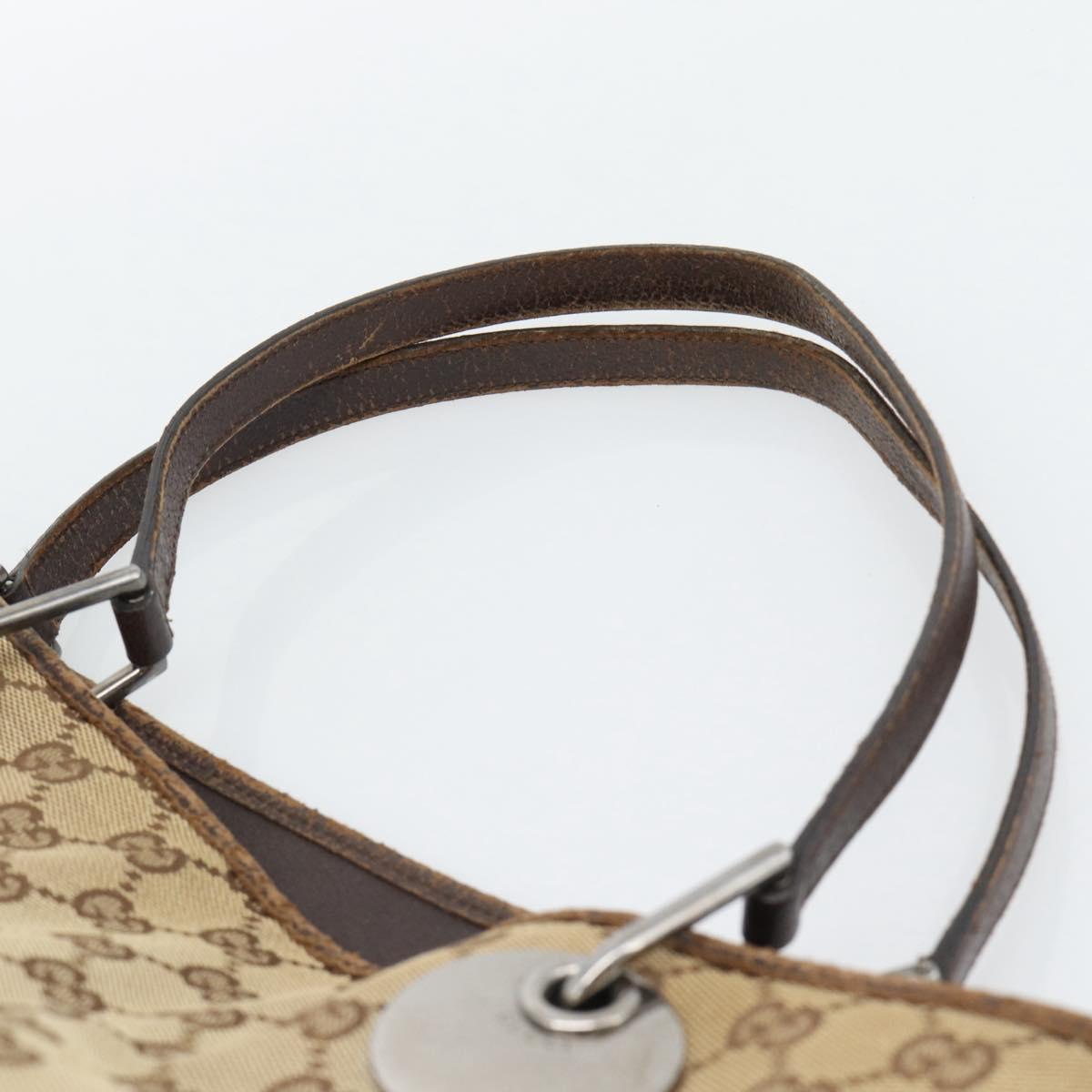 GUCCI GG Canvas Tote Bag Beige Silver 120836 Auth 192823