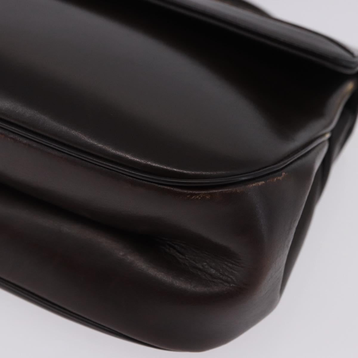 Christian Dior Hand Bag Calf Skin 2way Brown Gold Tone Auth 192824A