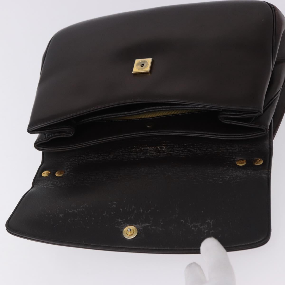 Christian Dior Hand Bag Calf Skin 2way Brown Gold Tone Auth 192824A