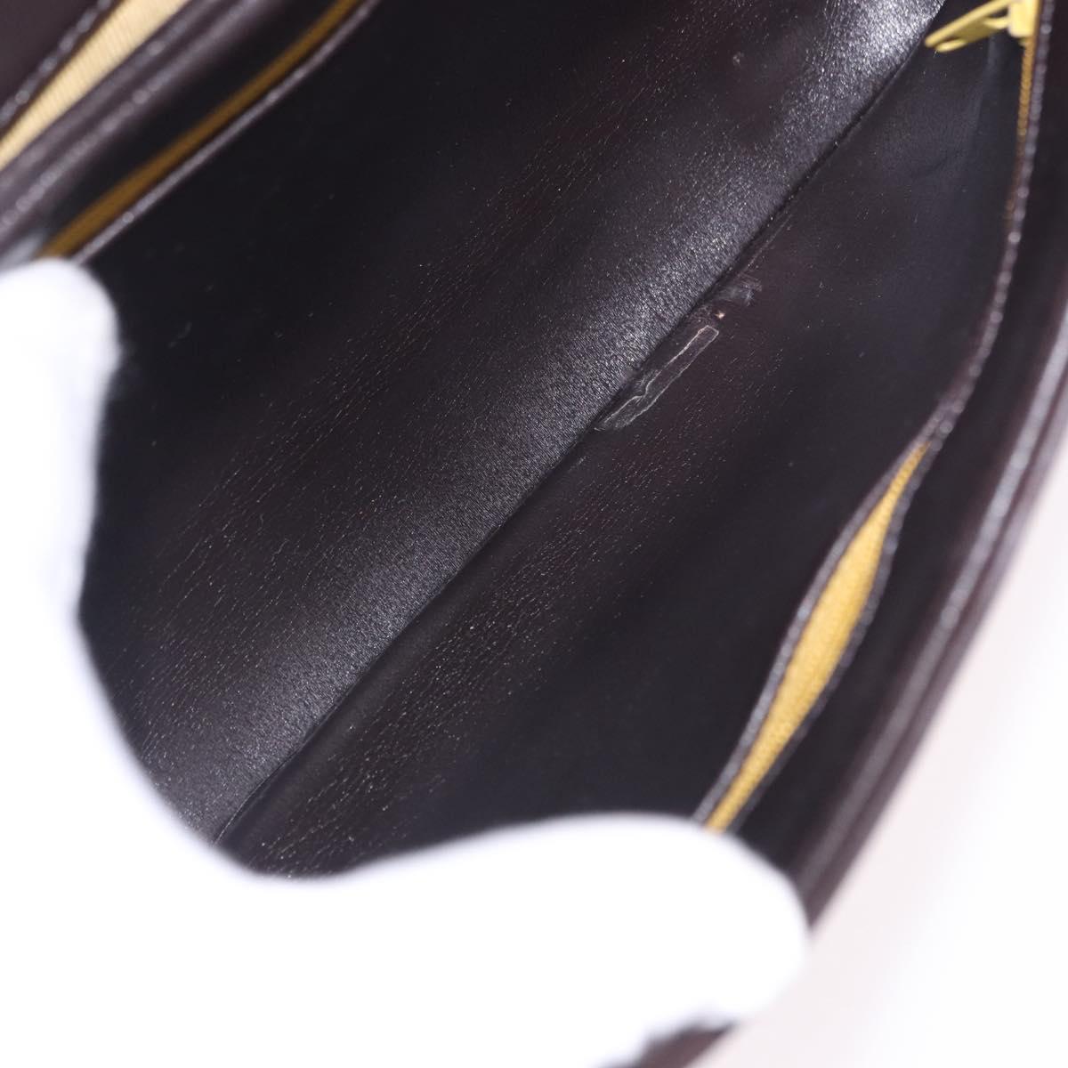Christian Dior Hand Bag Calf Skin 2way Brown Gold Tone Auth 192824A