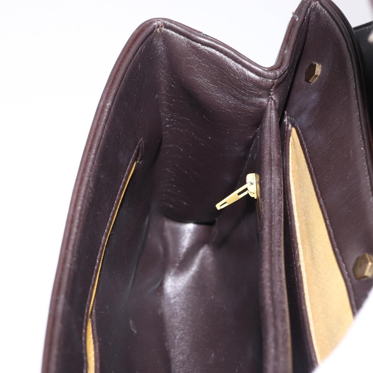 Christian Dior Hand Bag Calf Skin 2way Brown Gold Tone Auth 192824A
