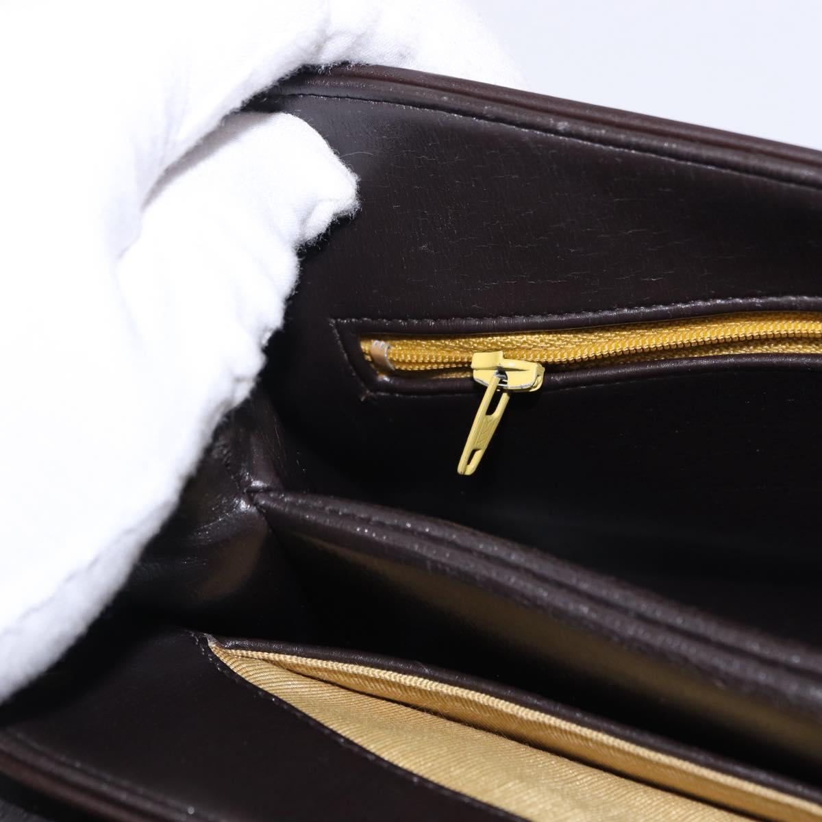 Christian Dior Hand Bag Calf Skin 2way Brown Gold Tone Auth 192824A