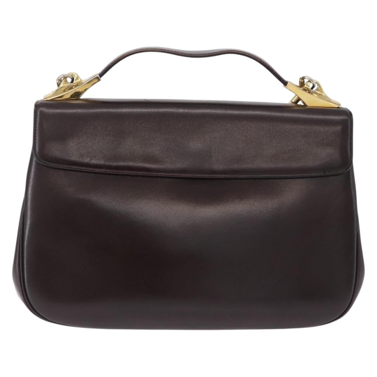 Christian Dior Hand Bag Calf Skin 2way Brown Gold Tone Auth 192824A