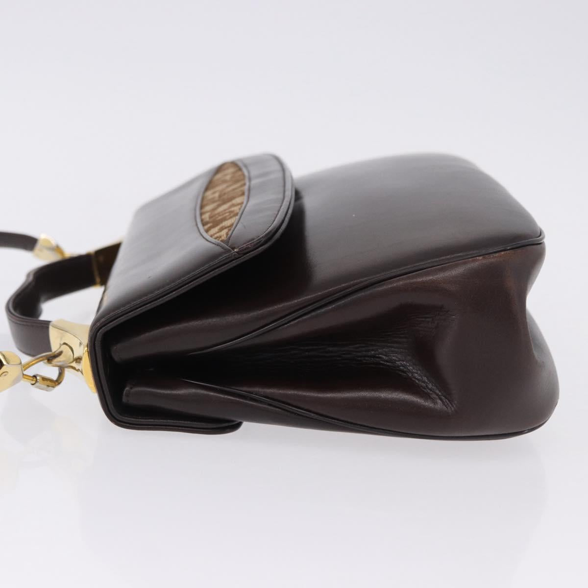 Christian Dior Hand Bag Calf Skin 2way Brown Gold Tone Auth 192824A