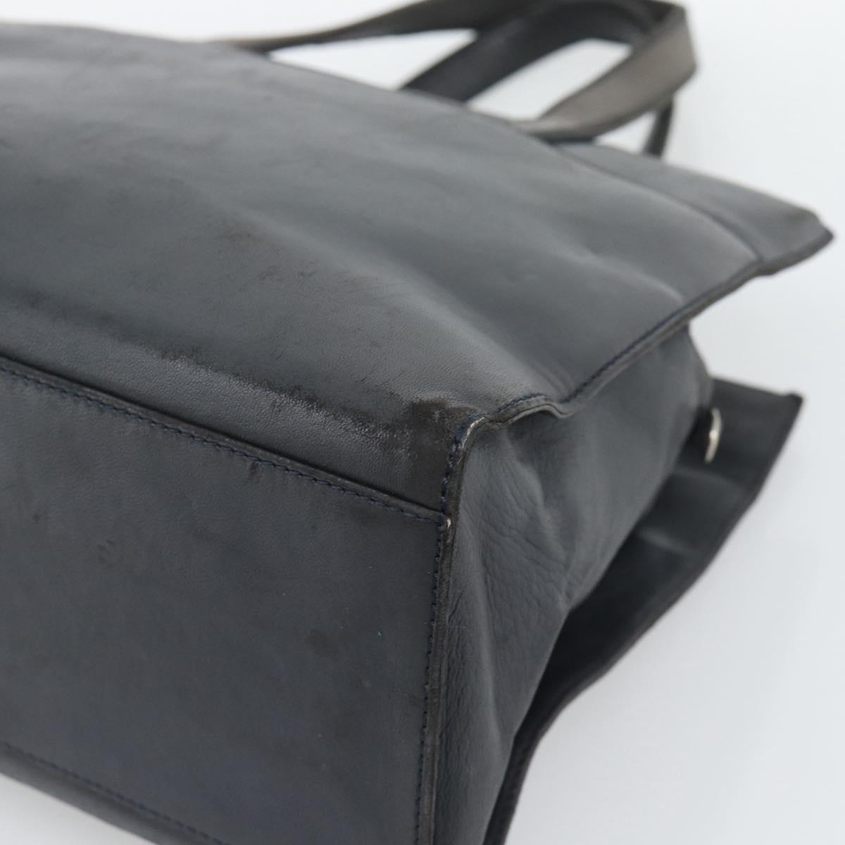 LOEWE Hand Bag Leather Gray Silver Auth 192826A