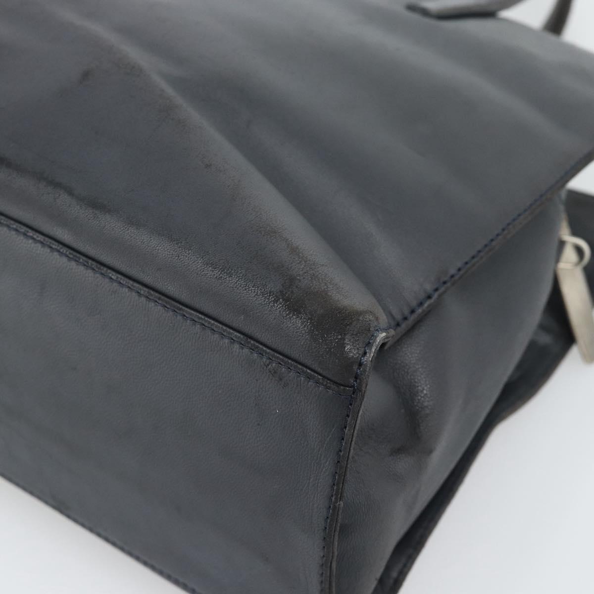 LOEWE Hand Bag Leather Gray Silver Auth 192826A