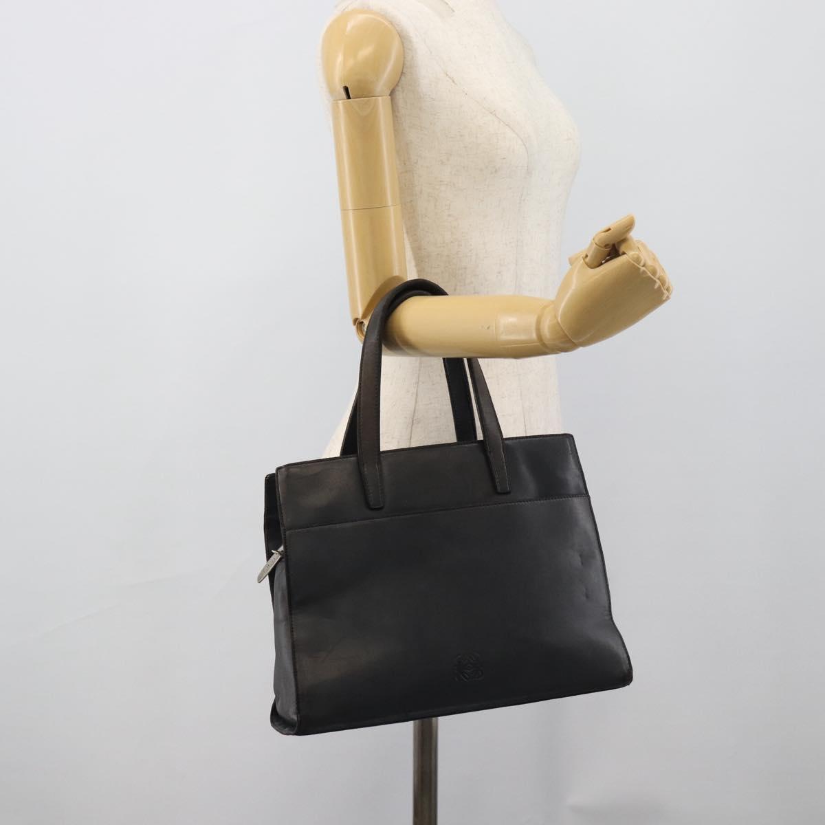 LOEWE Hand Bag Leather Gray Silver Auth 192826A