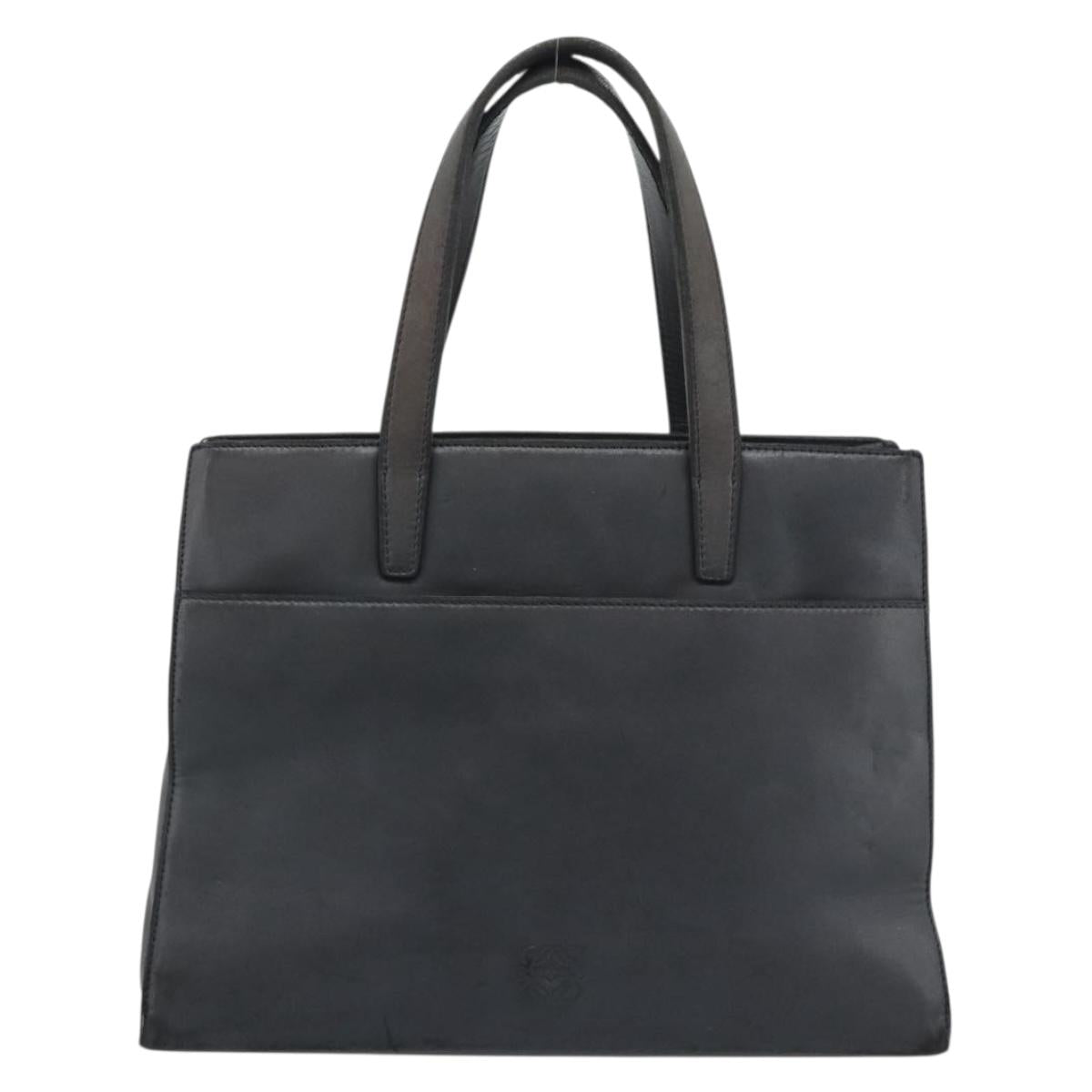 LOEWE Hand Bag Leather Gray Silver Auth 192826A