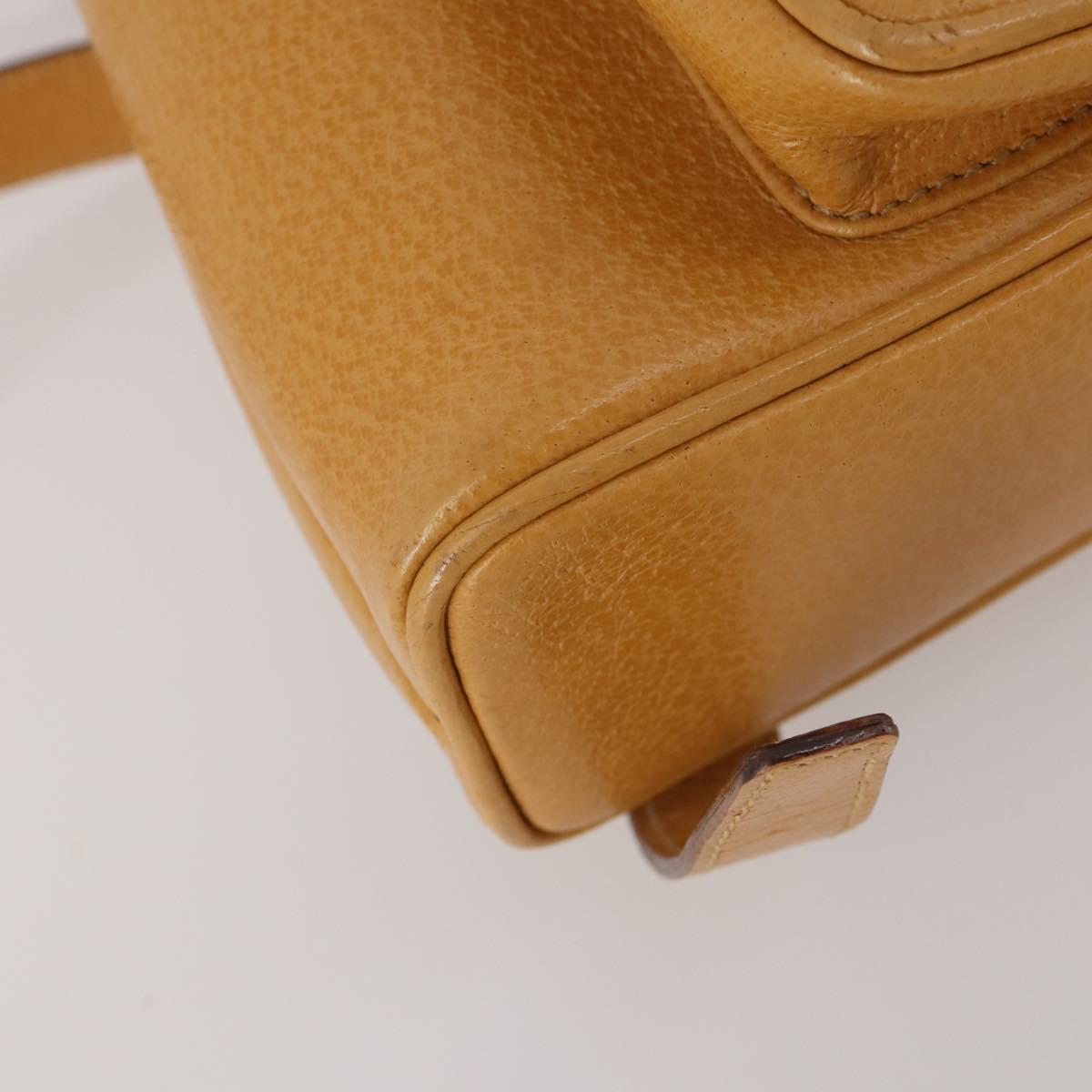 GUCCI Bamboo Backpack Leather Beige Gold Tone Auth 192827A