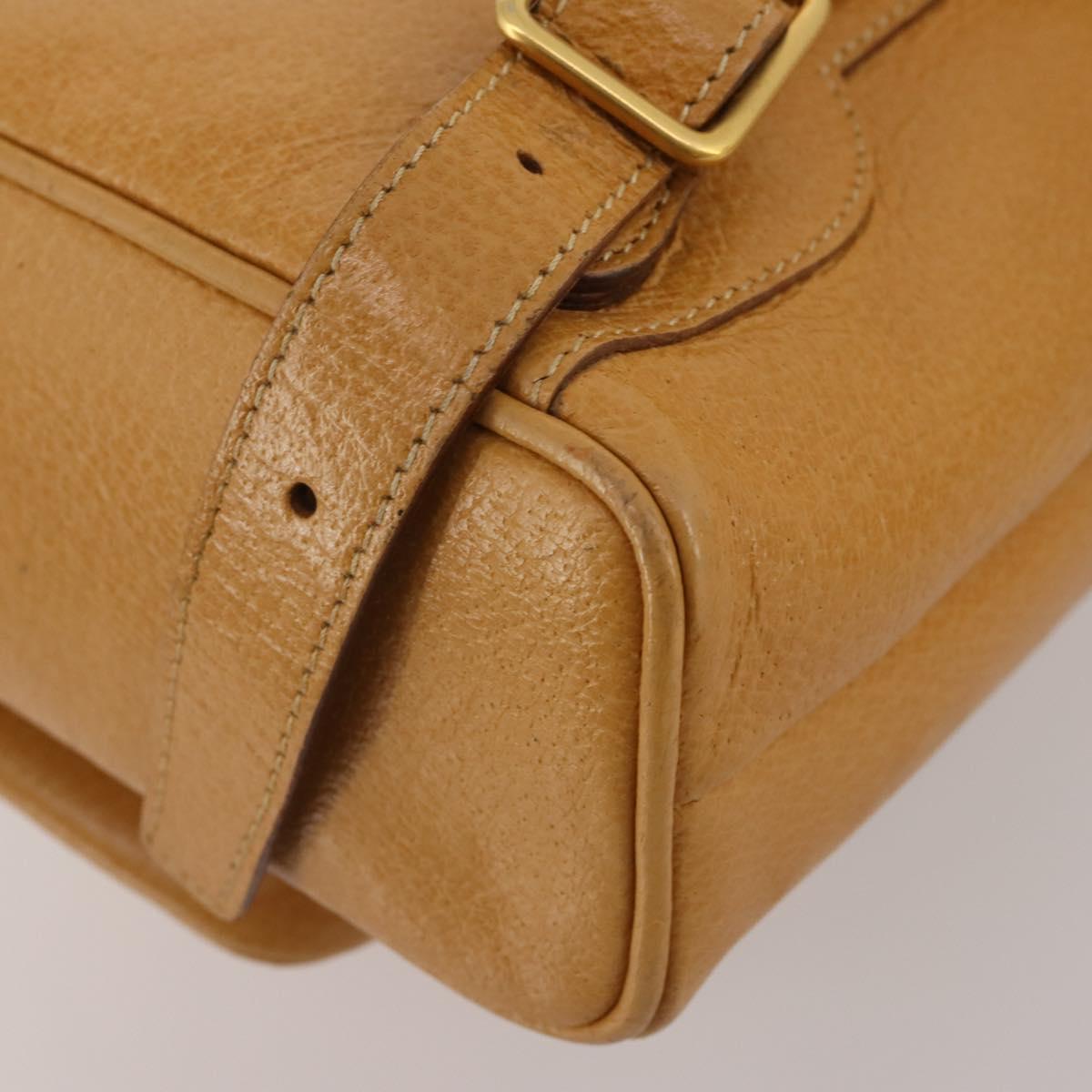 GUCCI Bamboo Backpack Leather Beige Gold Tone Auth 192827A
