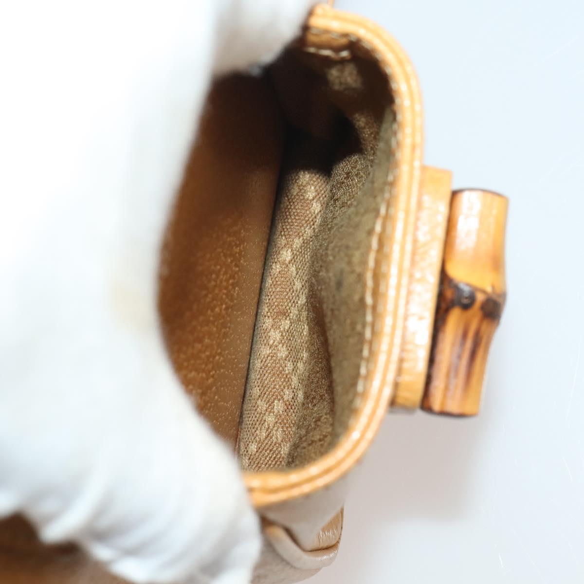 GUCCI Bamboo Backpack Leather Beige Gold Tone Auth 192827A