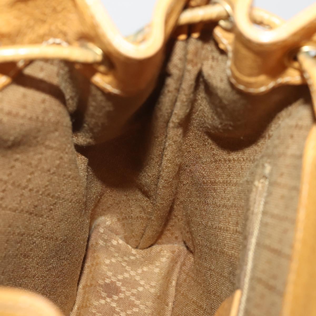 GUCCI Bamboo Backpack Leather Beige Gold Tone Auth 192827A