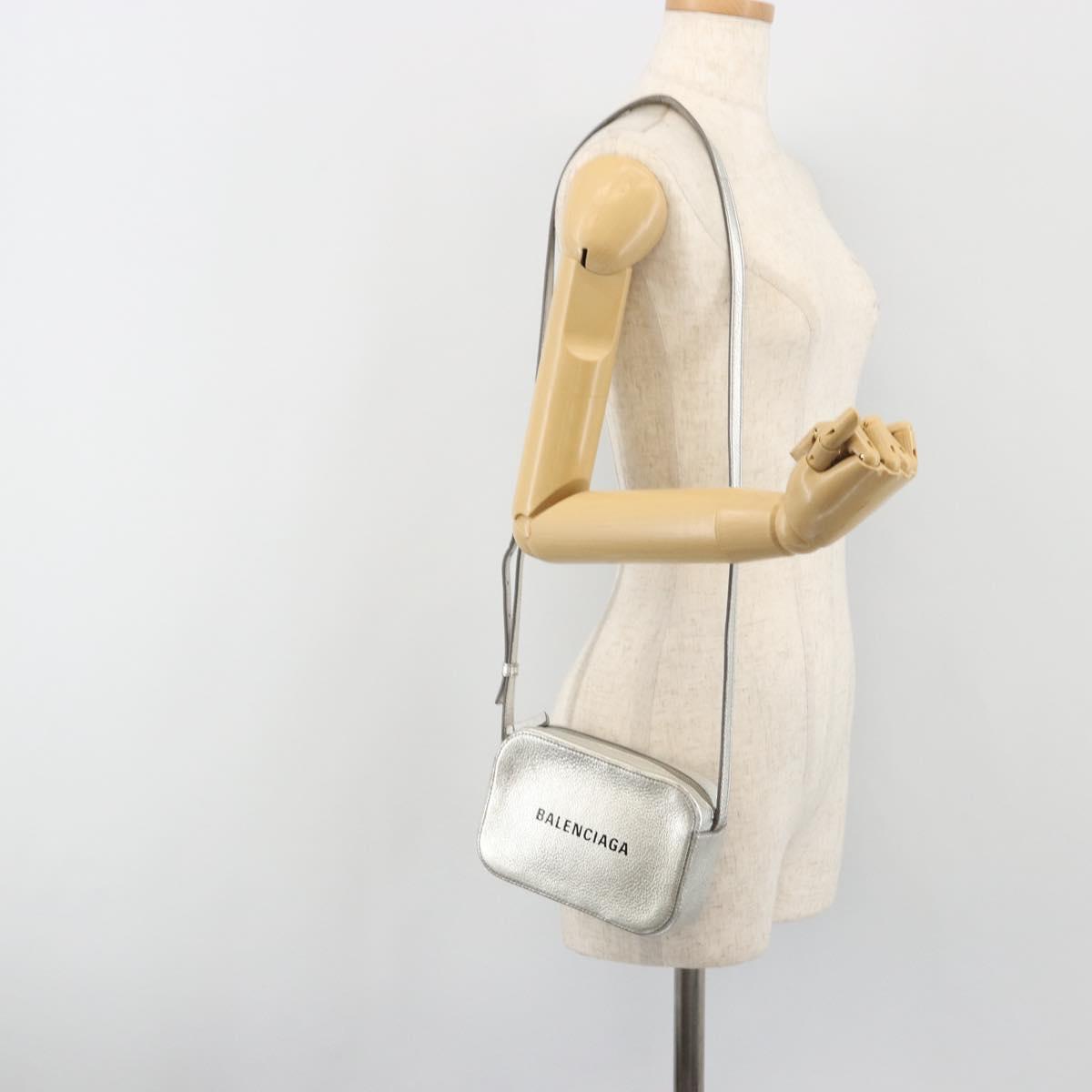 BALENCIAGA Everyday Shoulder Bag Leather Silver 552372 Auth 192828A