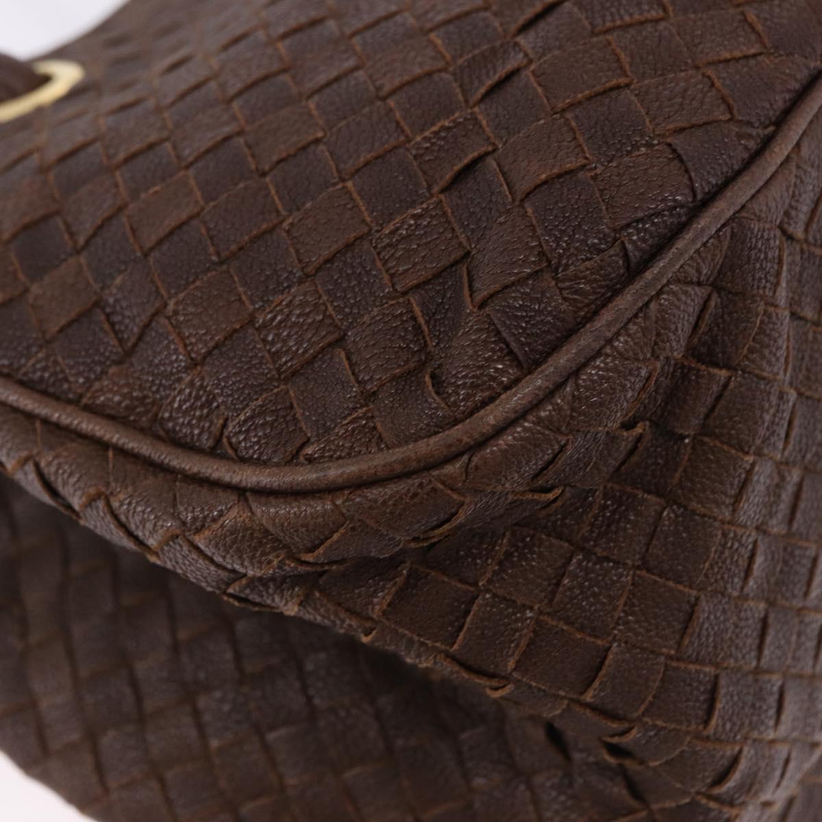 BOTTEGA VENETA INTRECCIATO Hand Bag Leather Brown Gold Tone Auth 192829A