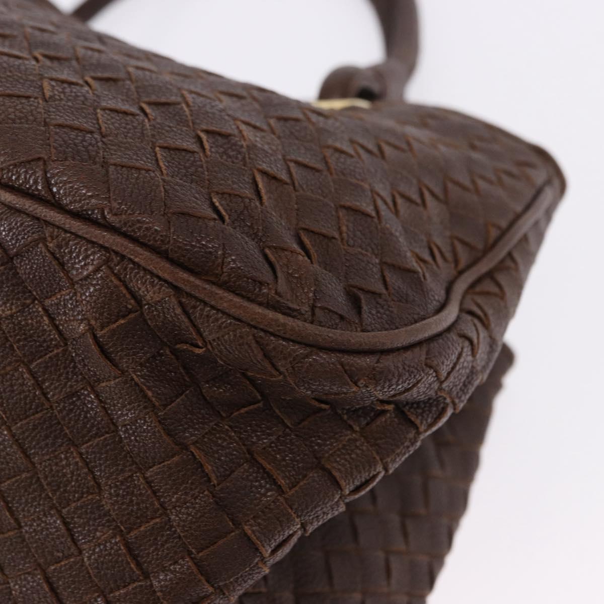 BOTTEGA VENETA INTRECCIATO Hand Bag Leather Brown Gold Tone Auth 192829A