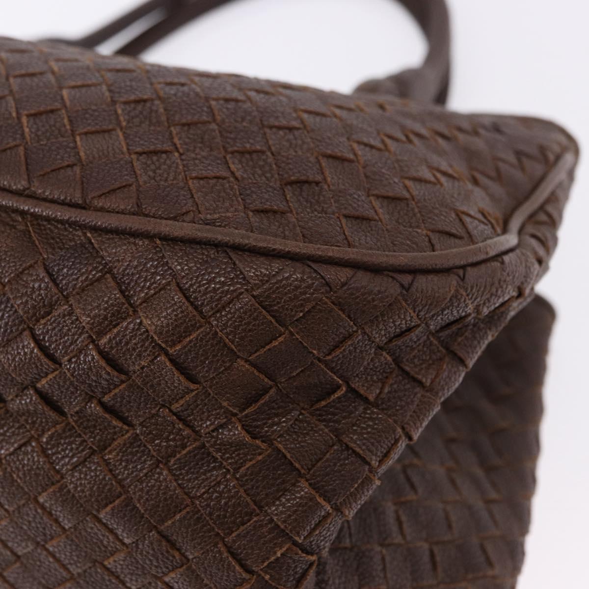 BOTTEGA VENETA INTRECCIATO Hand Bag Leather Brown Gold Tone Auth 192829A
