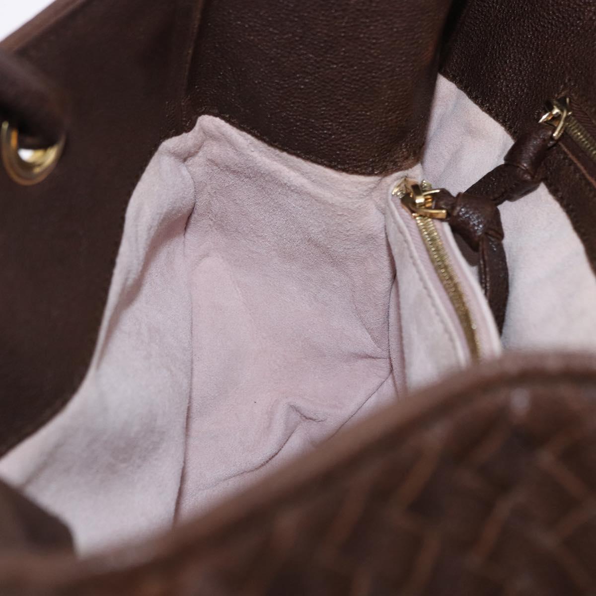 BOTTEGA VENETA INTRECCIATO Hand Bag Leather Brown Gold Tone Auth 192829A