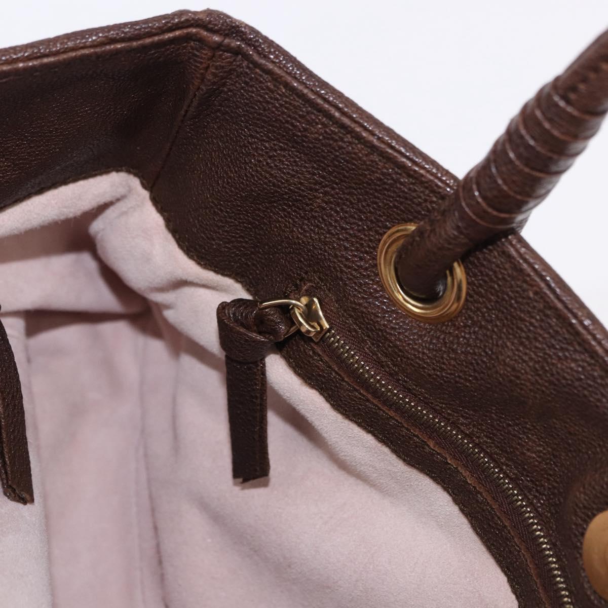 BOTTEGA VENETA INTRECCIATO Hand Bag Leather Brown Gold Tone Auth 192829A