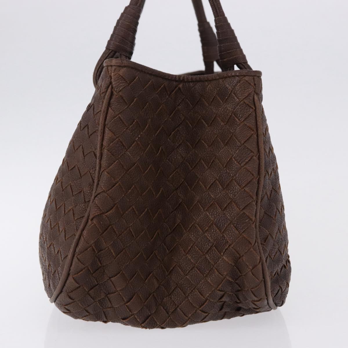 BOTTEGA VENETA INTRECCIATO Hand Bag Leather Brown Gold Tone Auth 192829A