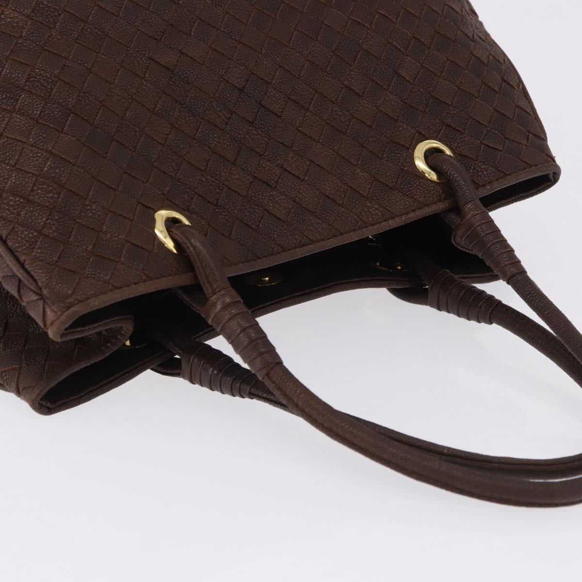BOTTEGA VENETA INTRECCIATO Hand Bag Leather Brown Gold Tone Auth 192829A