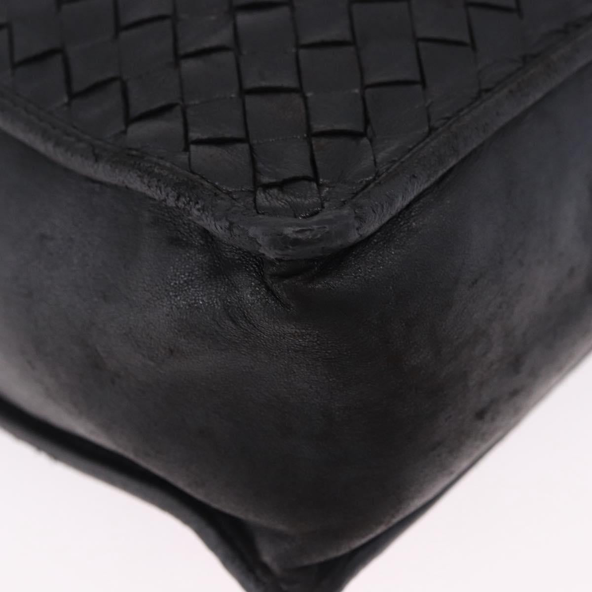BOTTEGA VENETA INTRECCIATO Shoulder Bag Leather Black Gold Tone Auth 192836A