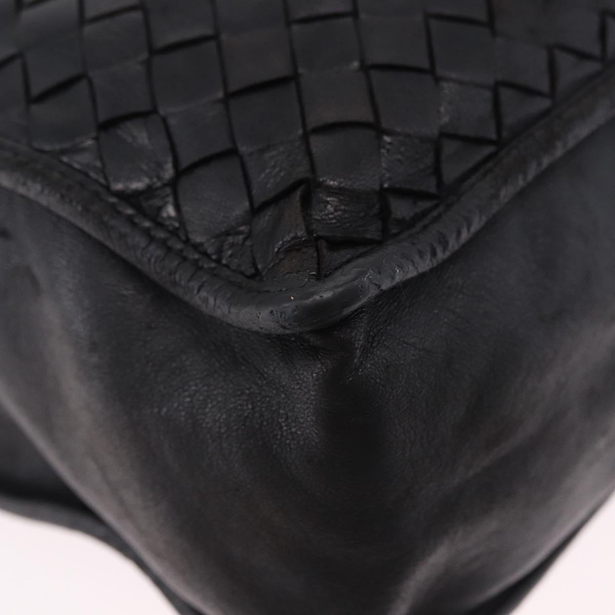 BOTTEGA VENETA INTRECCIATO Shoulder Bag Leather Black Gold Tone Auth 192836A