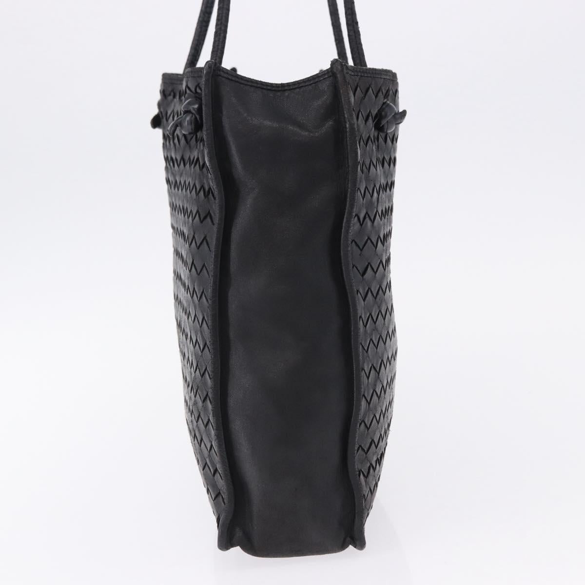 BOTTEGA VENETA INTRECCIATO Shoulder Bag Leather Black Gold Tone Auth 192836A
