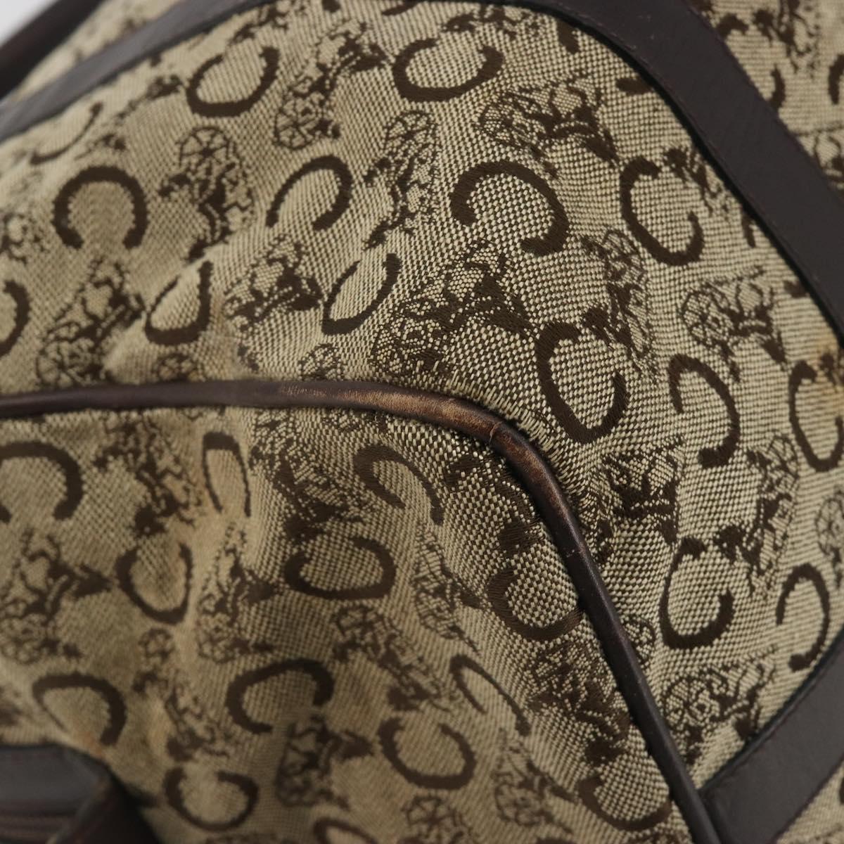 CELINE C Sulky Boston Bag Canvas Beige Gold Tone Auth 192838