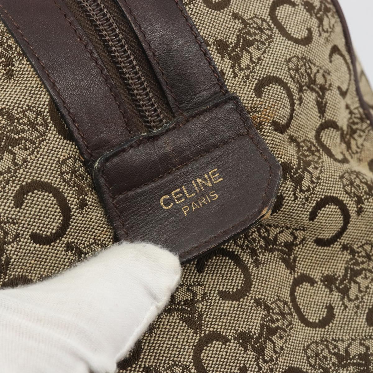 CELINE C Sulky Boston Bag Canvas Beige Gold Tone Auth 192838