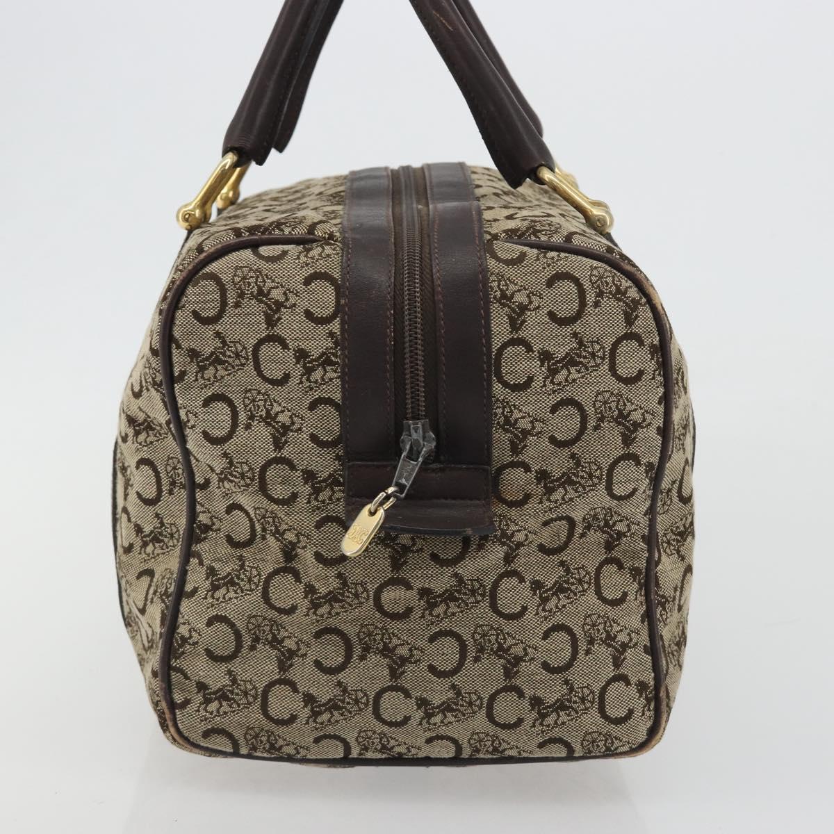 CELINE C Sulky Boston Bag Canvas Beige Gold Tone Auth 192838