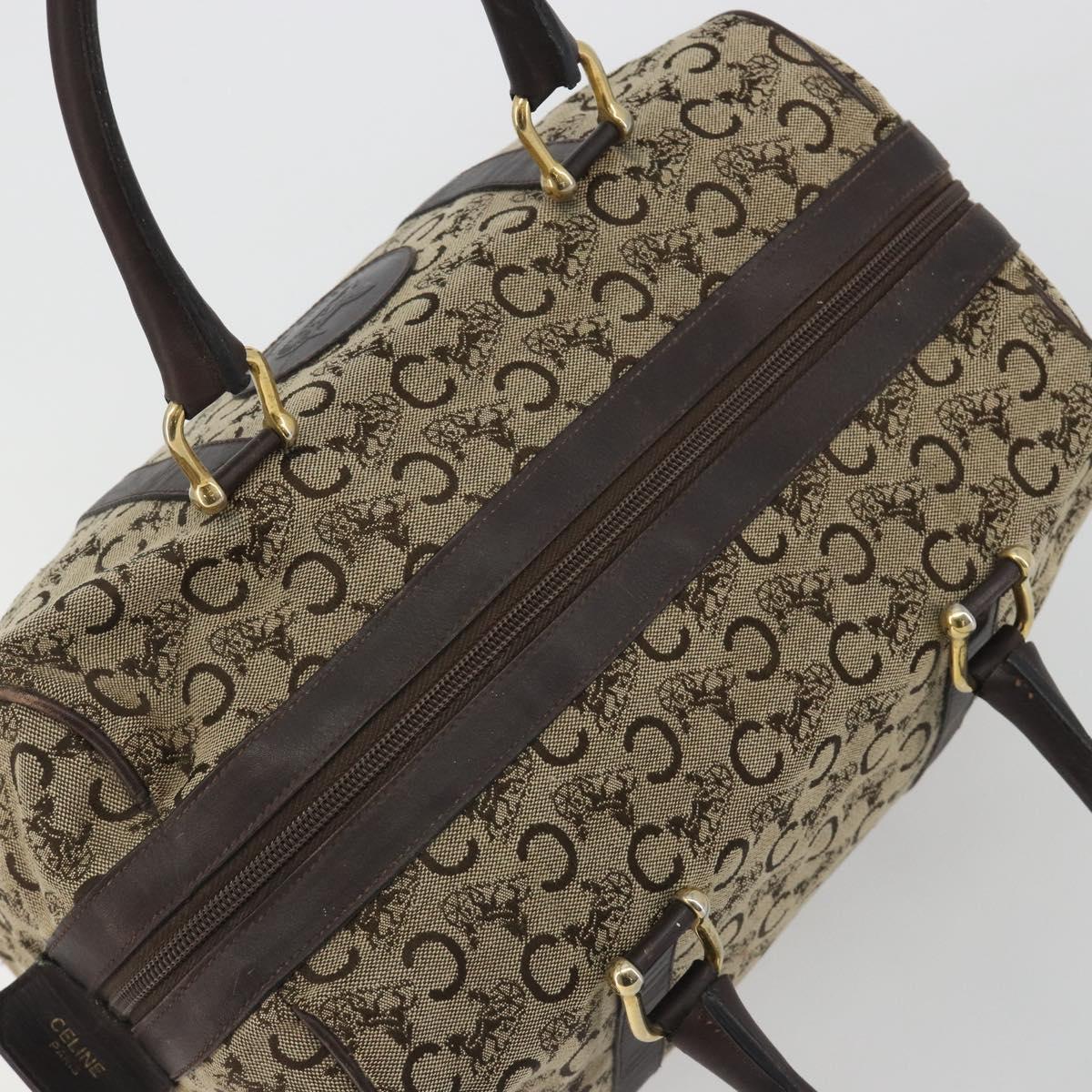 CELINE C Sulky Boston Bag Canvas Beige Gold Tone Auth 192838