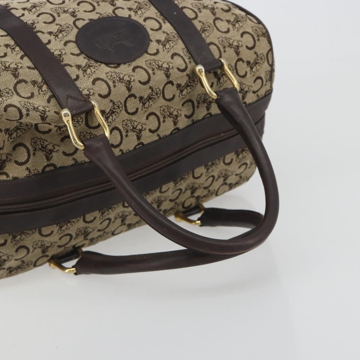 CELINE C Sulky Boston Bag Canvas Beige Gold Tone Auth 192838