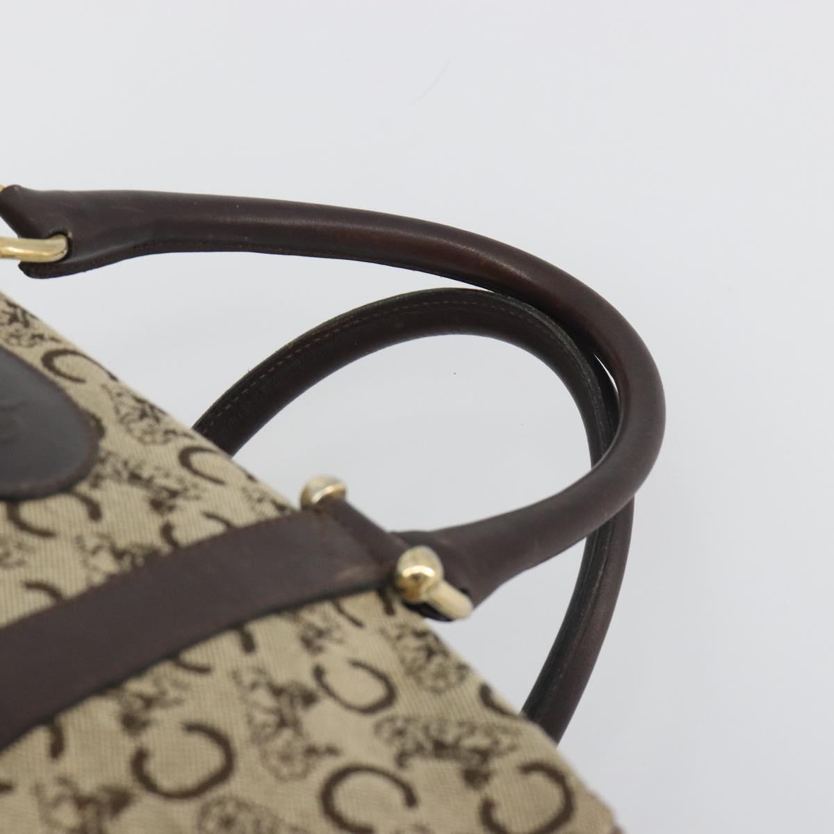 CELINE C Sulky Boston Bag Canvas Beige Gold Tone Auth 192838