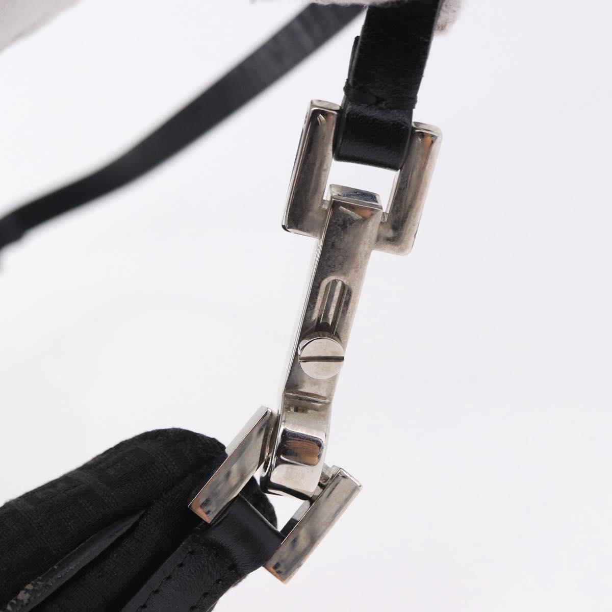 FENDI Zucchino Canvas Shoulder Bag Black Silver 8BR169 Auth 192840