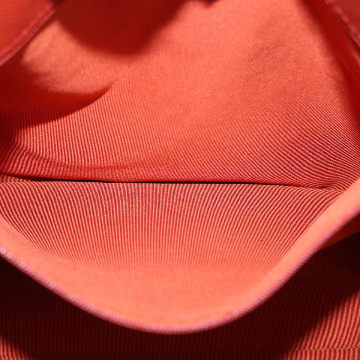 CHANEL Tote Bag Leather Orange Gold Tone CC Auth 192841