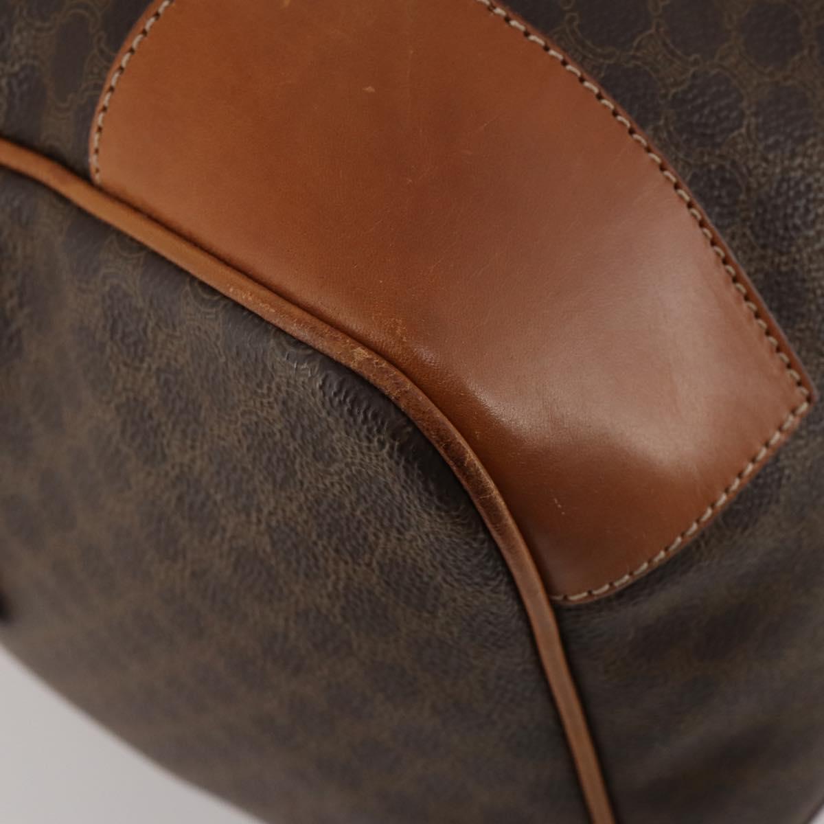 CELINE Macadam Boston Bag PVC Leather Brown Gold Tone Auth 192843A