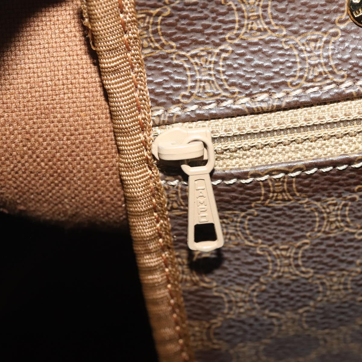 CELINE Macadam Boston Bag PVC Leather Brown Gold Tone Auth 192843A