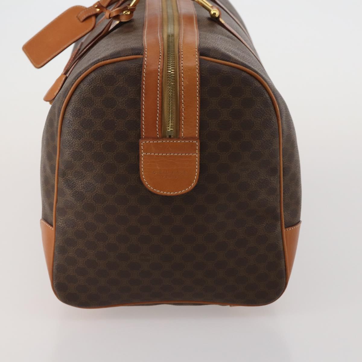 CELINE Macadam Boston Bag PVC Leather Brown Gold Tone Auth 192843A