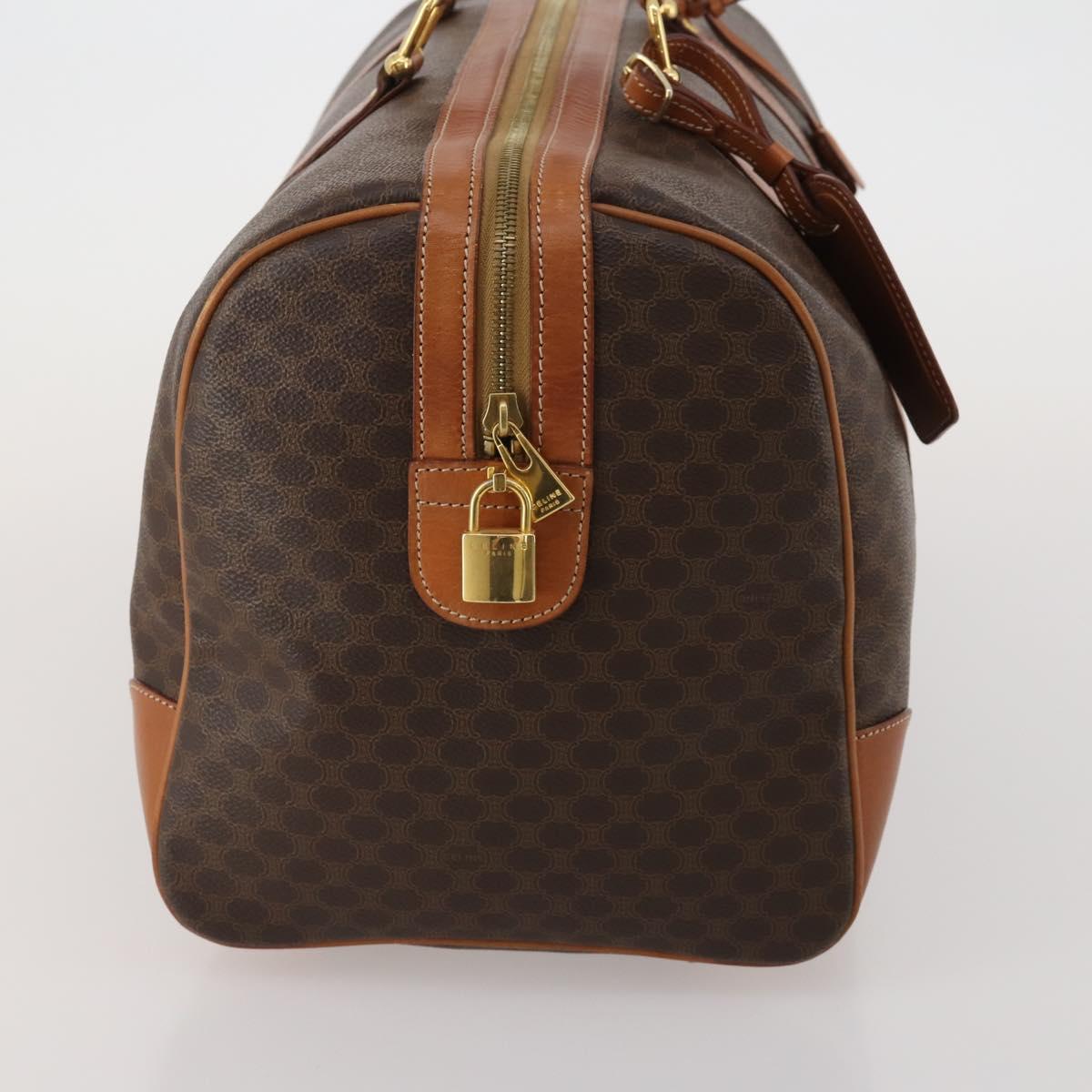 CELINE Macadam Boston Bag PVC Leather Brown Gold Tone Auth 192843A