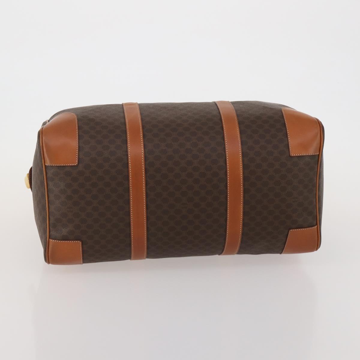 CELINE Macadam Boston Bag PVC Leather Brown Gold Tone Auth 192843A