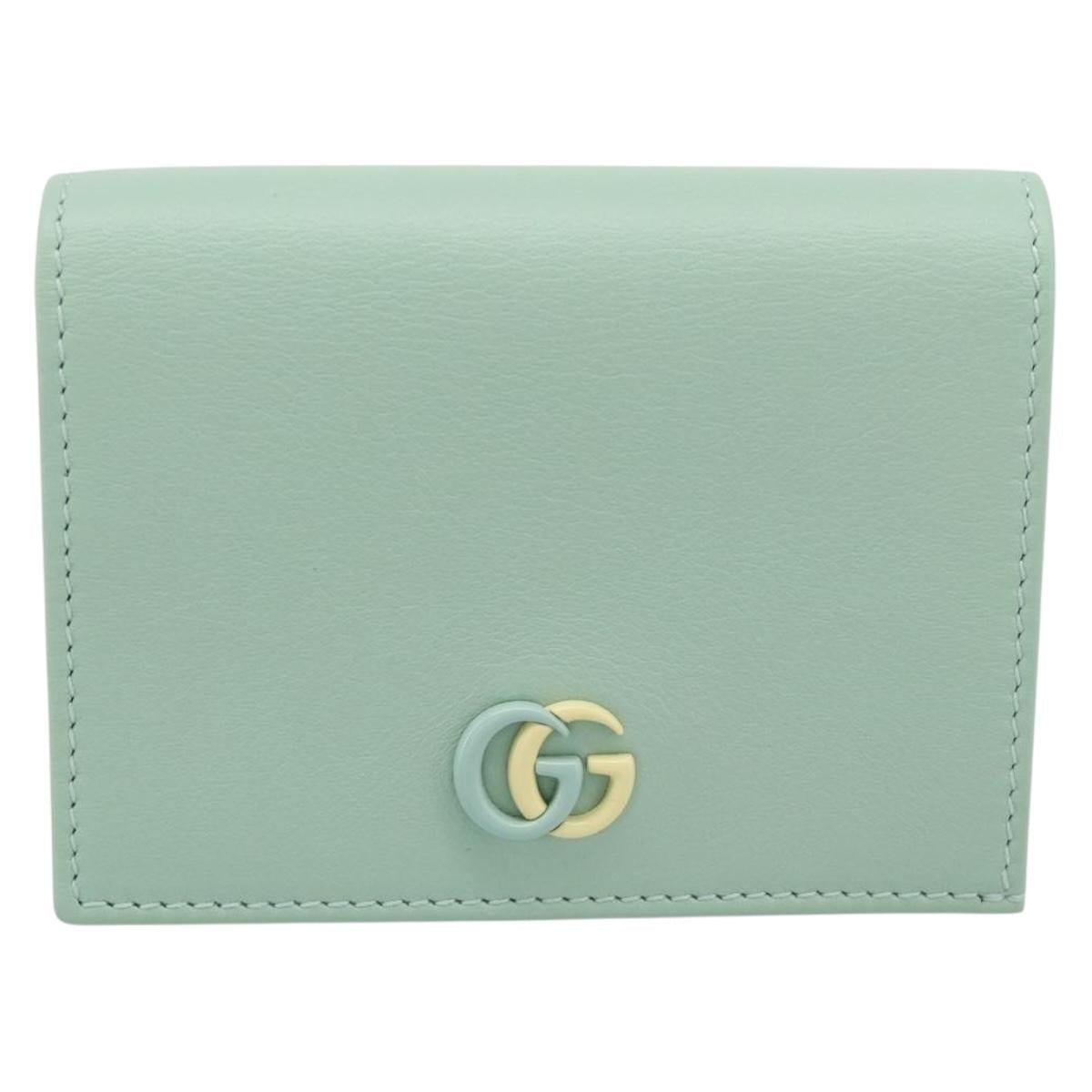 GUCCI Compact Wallet Bifold Wallet Leather Green 790055 Auth 192845M